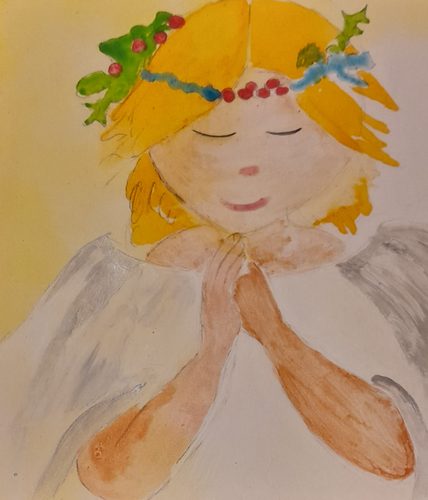 Pauline, Christmas card, acrylic and glitter 2.